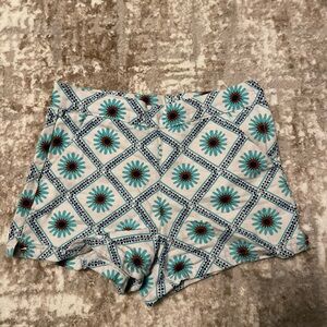 Janie and Jack Floral High Waist Shorts - Blue and White size 7
